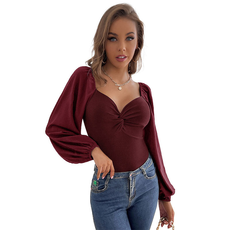 Damen Eleganter Bodys mit Puffärmeln Echo Archiv