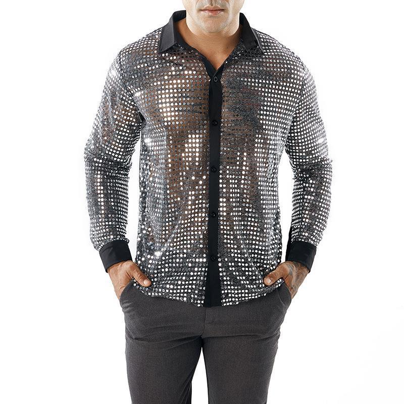 Herren Glänzendes Partshirt mit Strassmotiven Echoarchiv