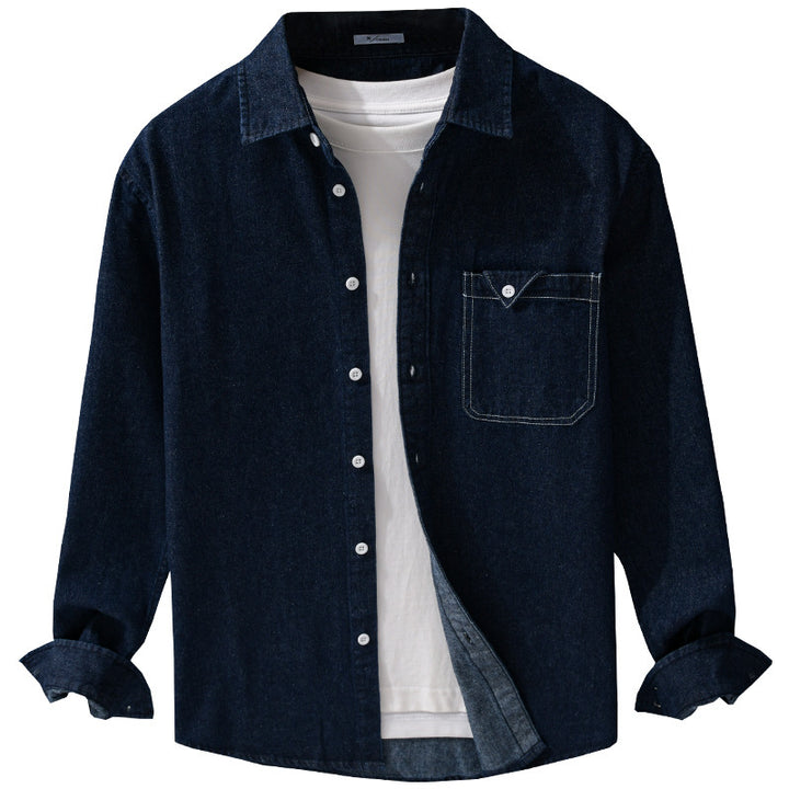 Herren Denim-Overshirt im Hemdjacken-Stil mit aufgesetzter Brusttasche und Relaxed-Fit Echoarchiv