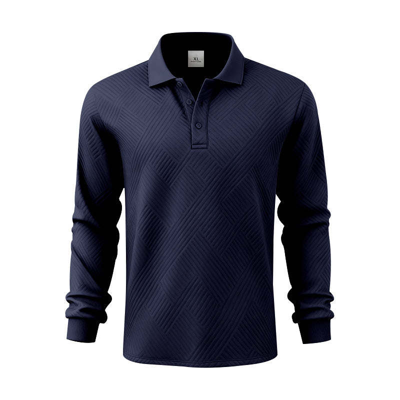 Herren elegantes Langarm-Polohemd mit strukturiertem Design Echoarchiv