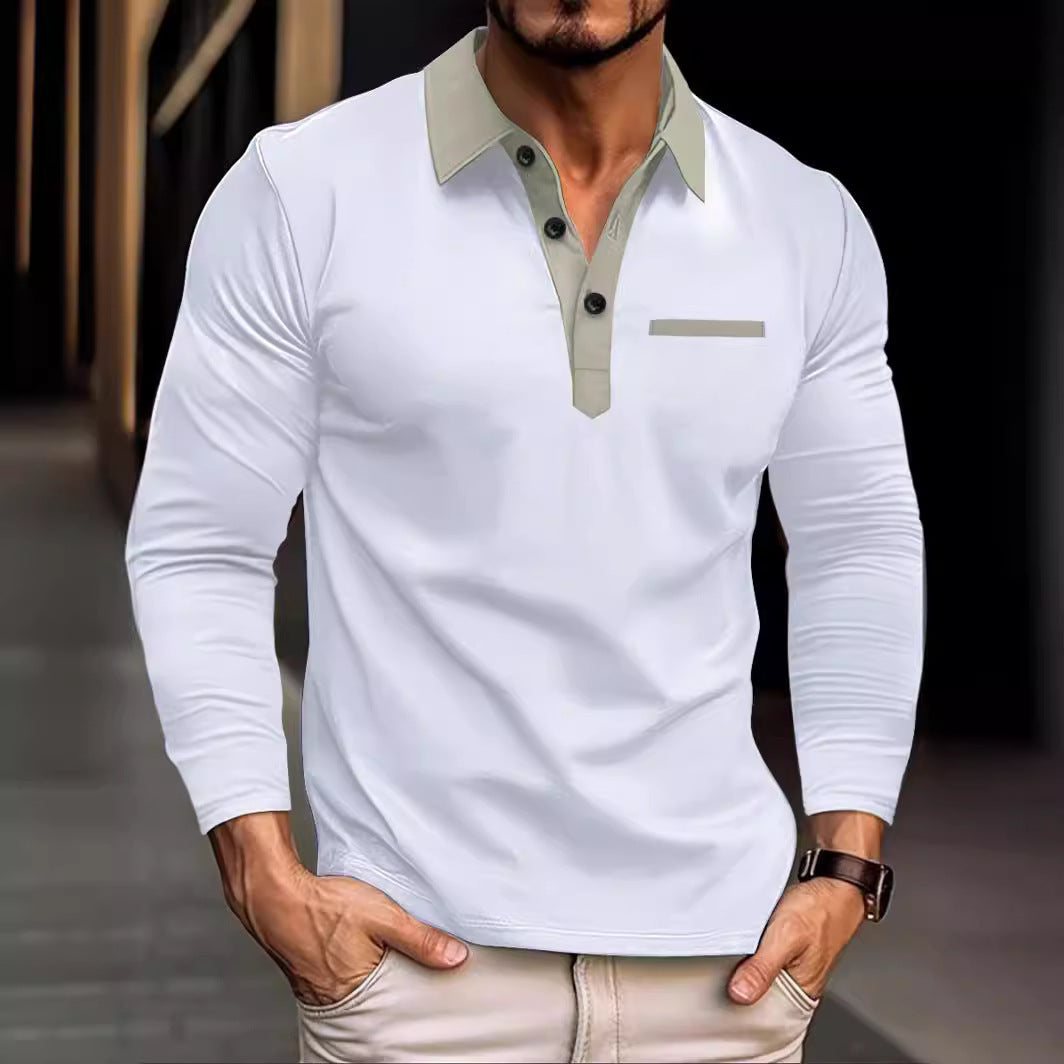 Herren Langarm Poloshirt mit modernem Kragen und praktischer Brusttasche Echoarchiv