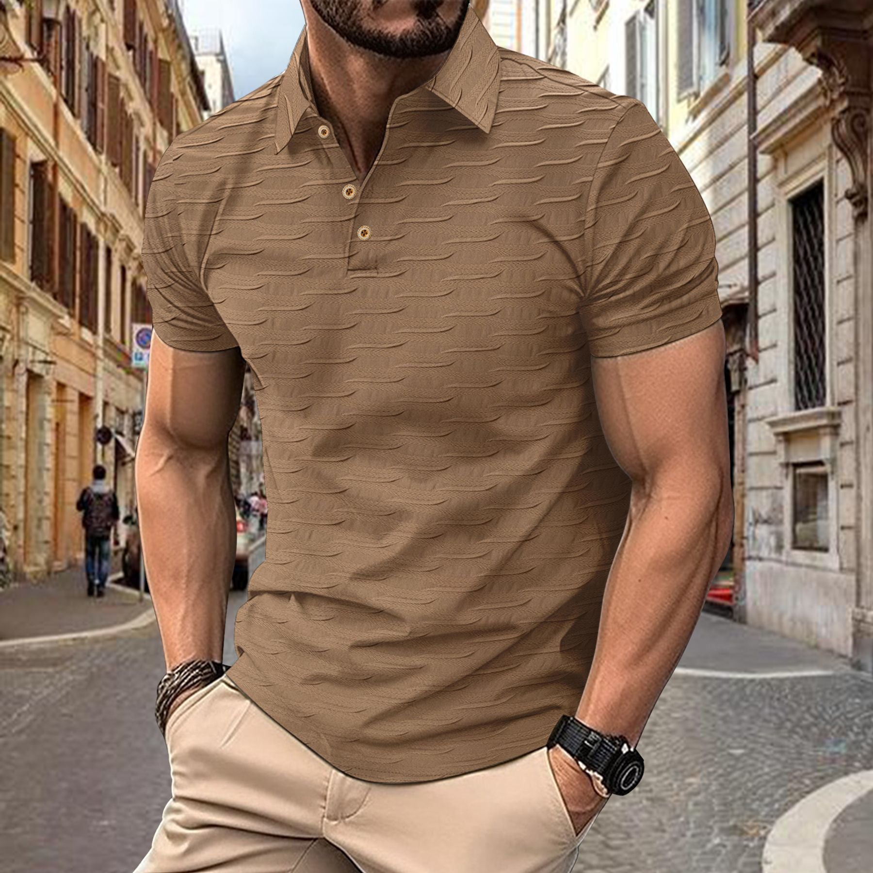 Herren Poloshirt mit strukturierter Oberfläche Echoarchiv