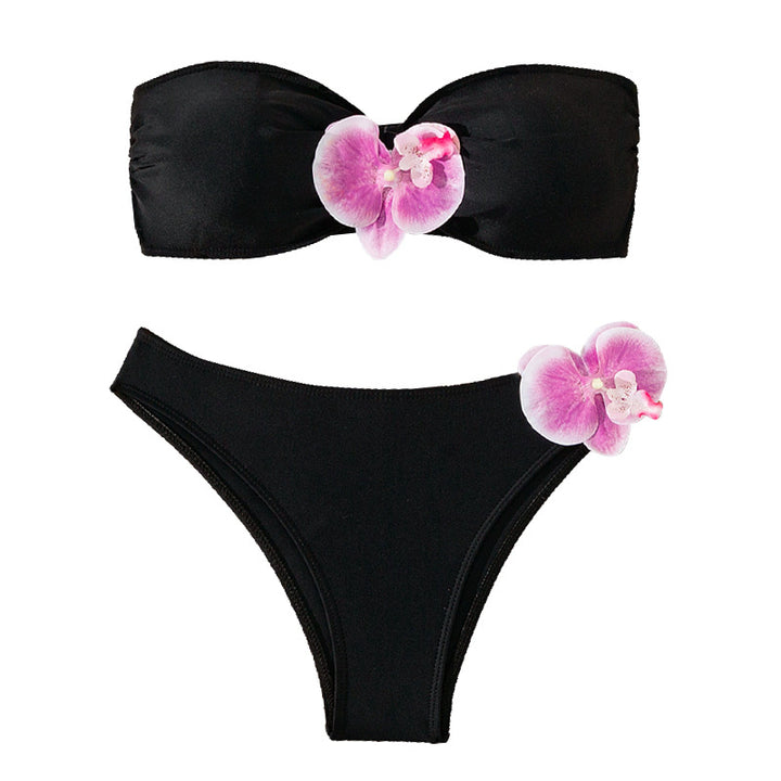 Damen Bandeau-Bikini mit eleganten Orchideen-Akzenten Echo Archiv
