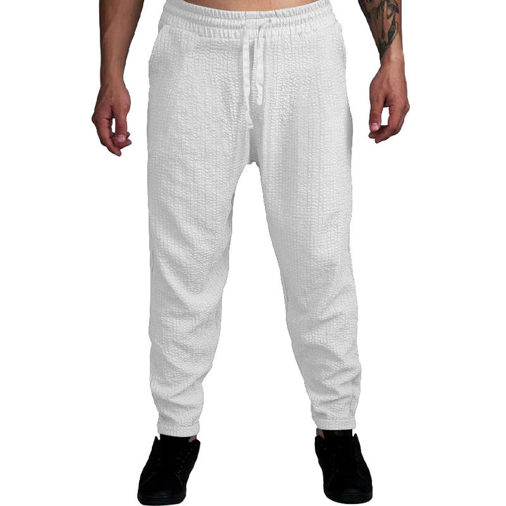 Herren Texturierte tapered Jogginghose mit Elastikbund, Tunnelzug & gerippten Knöchelbündchen – Sorevano