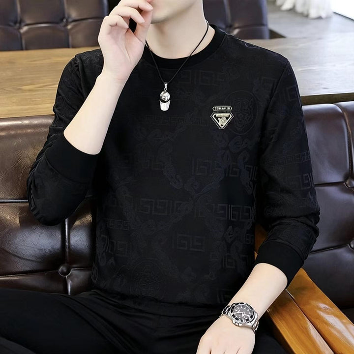 Herren Luxuriöses Langarmshirt mit strukturiertem Design Echoarchiv