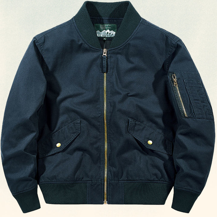 Herren Robust verarbeitete Canvas‑Bomberjacke mit Rippbündchen, Pattentaschen und Ärmelfach Echo Archiv