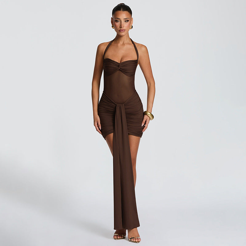 Damen Strandkleid mit raffiniertem Wickeldesign und charmanten Rüscheneffekt Echo Archiv