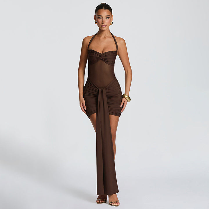 Damen Strandkleid mit raffiniertem Wickeldesign und charmanten Rüscheneffekt Echo Archiv