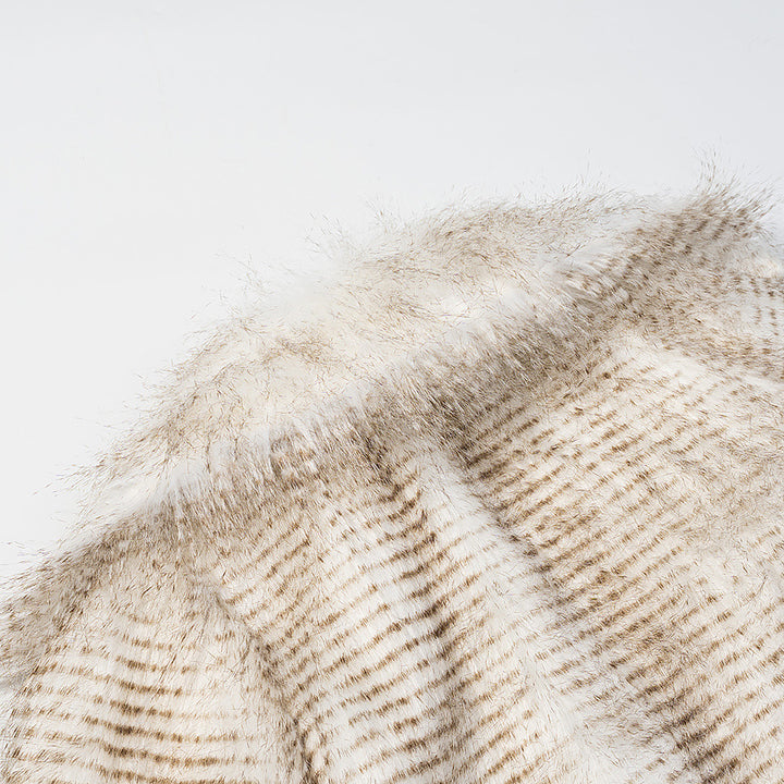 Damen Kurze Kunstfelljacke mit voluminösen Ärmeln und Rundhalsausschnitt Echoarchiv