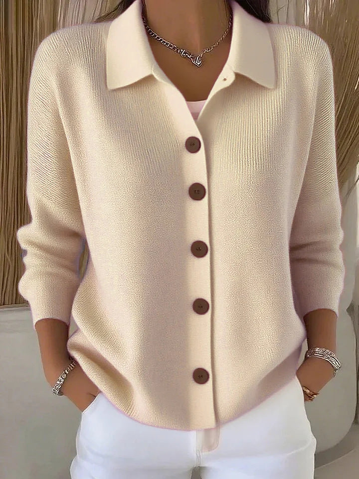 Damen nan Feinstrickjacke mit Hemdkragen und durchgehender Knopfleiste Echo Archiv