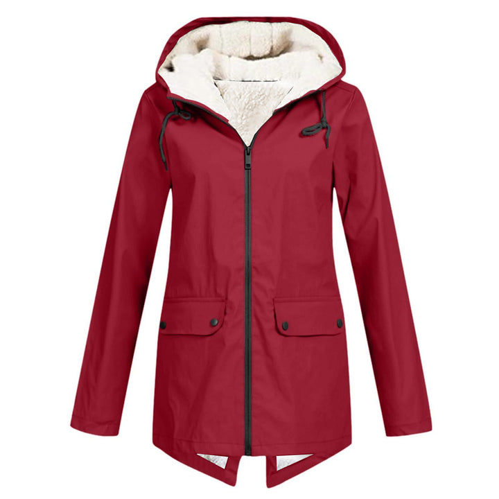 Damen wetterfeste und gefütterte Regenjacke mit verstellbarem Kapuzenkragen Echoarchiv