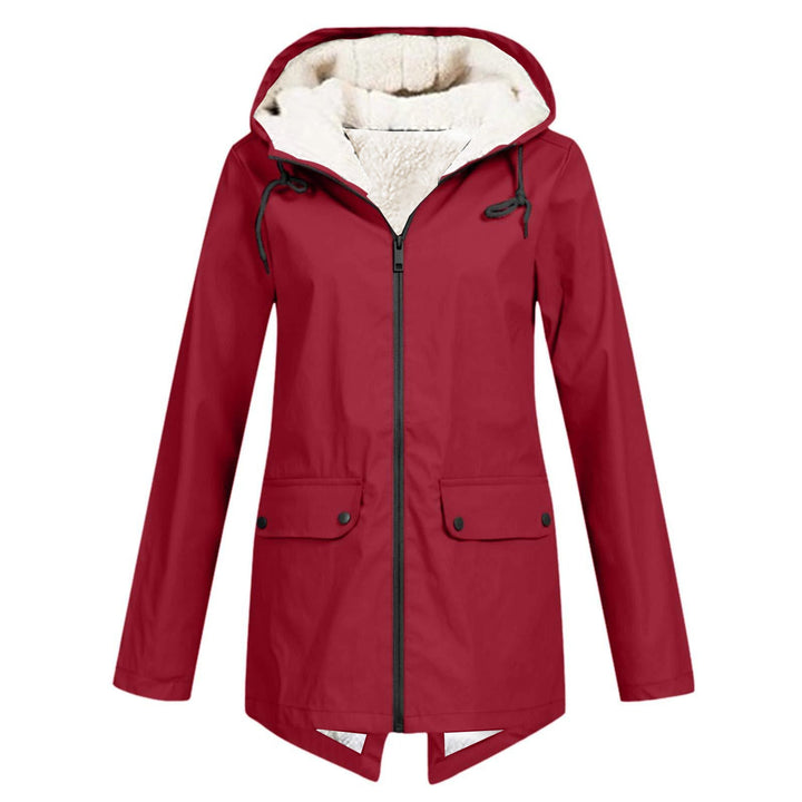Damen wetterfeste und gefütterte Regenjacke mit verstellbarem Kapuzenkragen Echoarchiv