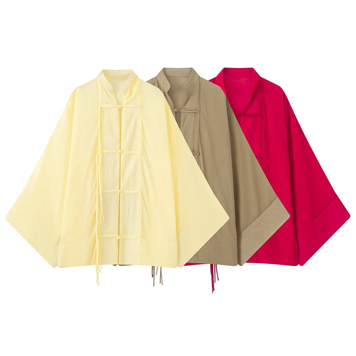 Damen Oversized Kimono-Cape mit traditionellen Knebelverschlüssen Echo Archiv