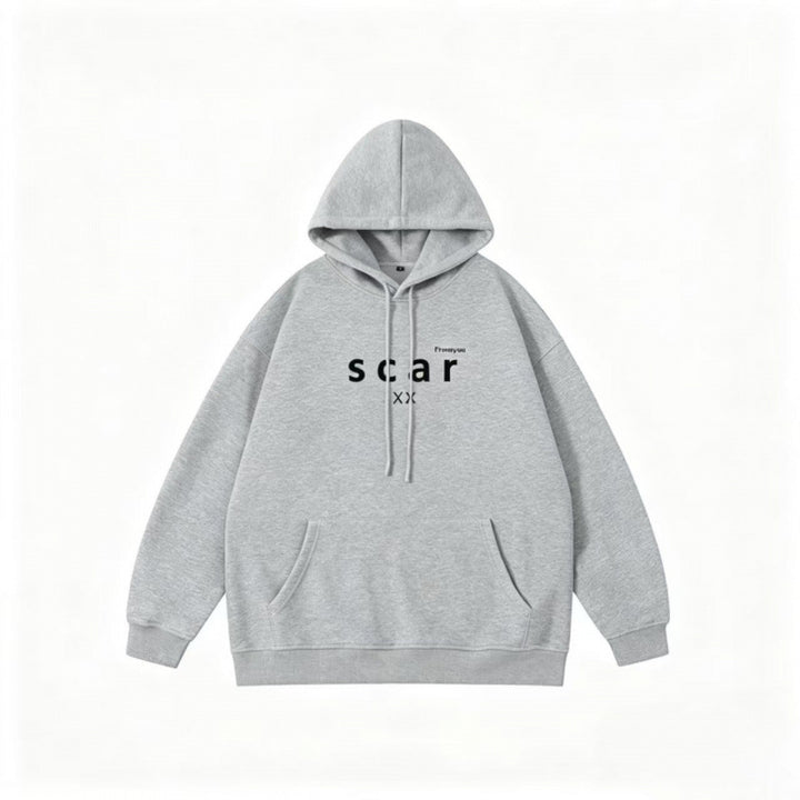 Unisex Oversize-Kapuzenpullover mit Kängurutasche und minimalem Frontprint Echo Archiv
