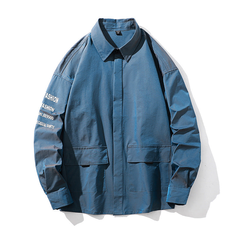 Herren lässige Hemdjacke mit Print-Details Echoarchiv