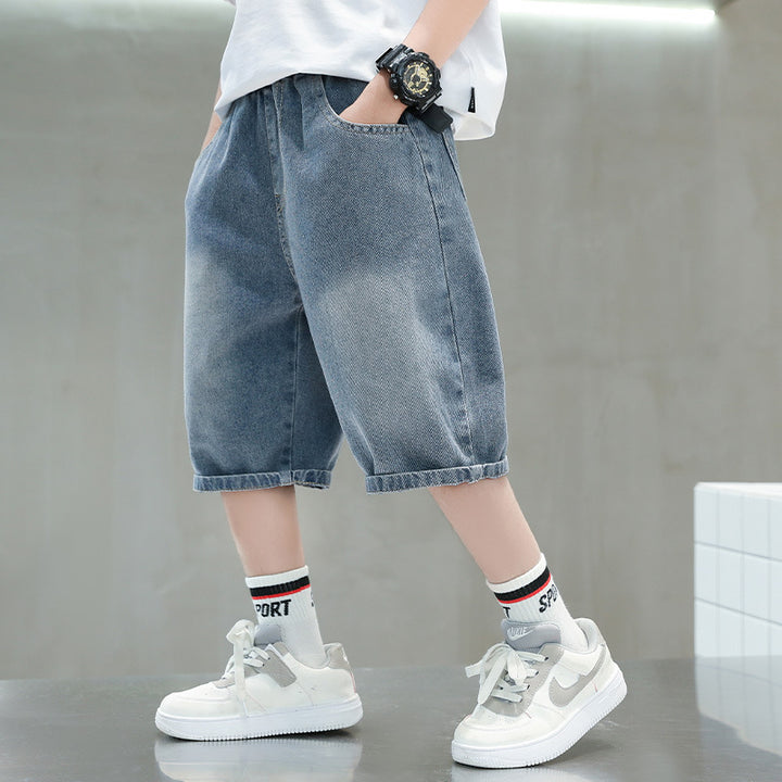 Jungen lässige Denim-Shorts mit exklusivem Stickdesign Echo Archiv