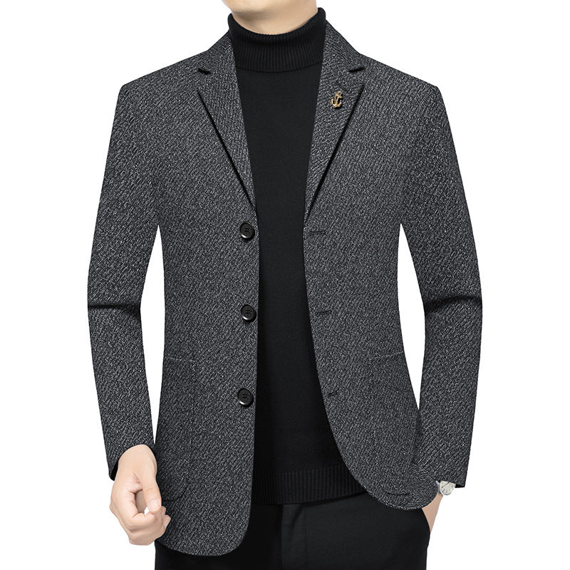 Herren Modernes Einreihiges City-Blazer mit aufgesetzten Taschen und leichter Halbfütterung – Tianoro