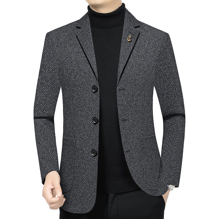 Herren Modernes Einreihiges City-Blazer mit aufgesetzten Taschen und leichter Halbfütterung – Tianoro