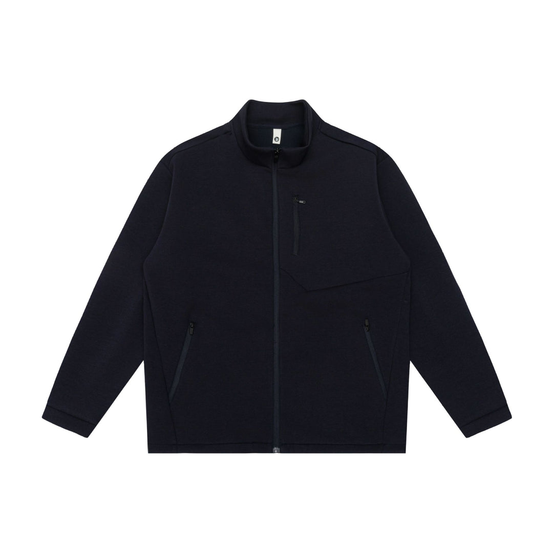 Unisex Minimalistische Kurzjacke mit Stehkragen und funktionalen Reißverschlusstaschen Echoarchiv