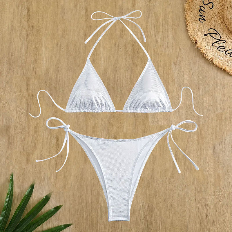 Damen Triangel-Bikini mit glänzendem Netzdesign Echo Archiv