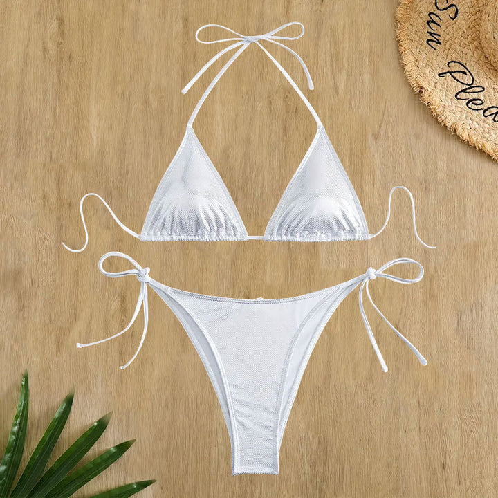 Damen Triangel-Bikini mit glänzendem Netzdesign Echo Archiv