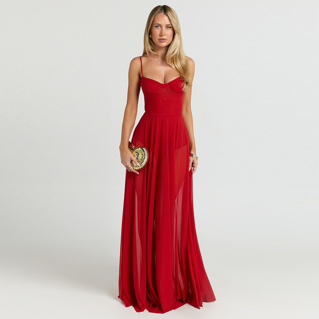 Damen Transparente Maxi-Robe mit elegantem Bustier-Oberteil Echo Archiv