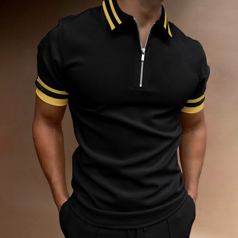 Herren Stilvolles Kurzarm Zip Polo Shirt Echoarchiv
