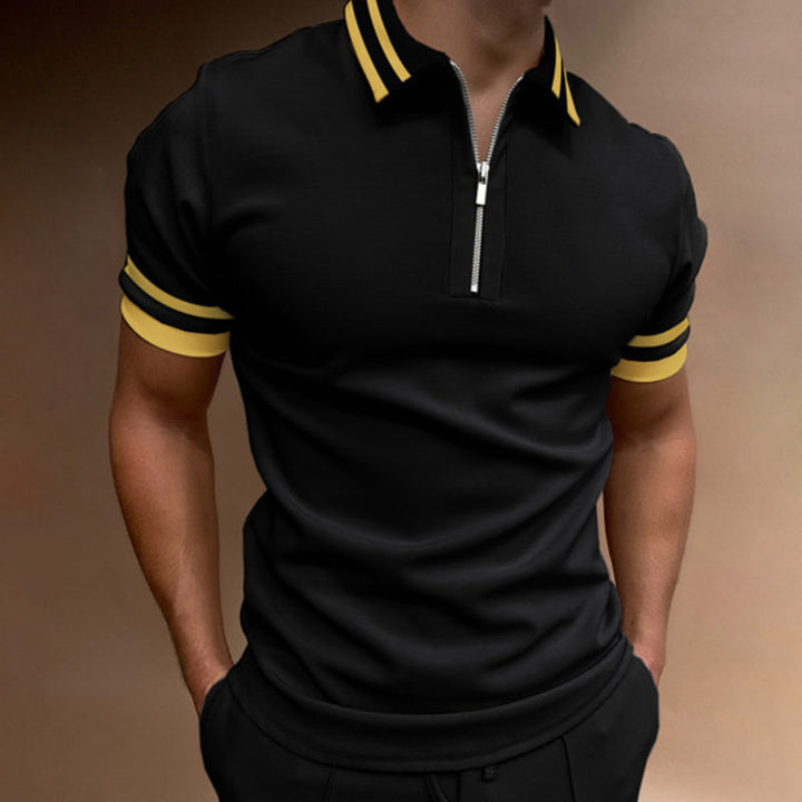 Herren Stilvolles Kurzarm Zip Polo Shirt Echoarchiv