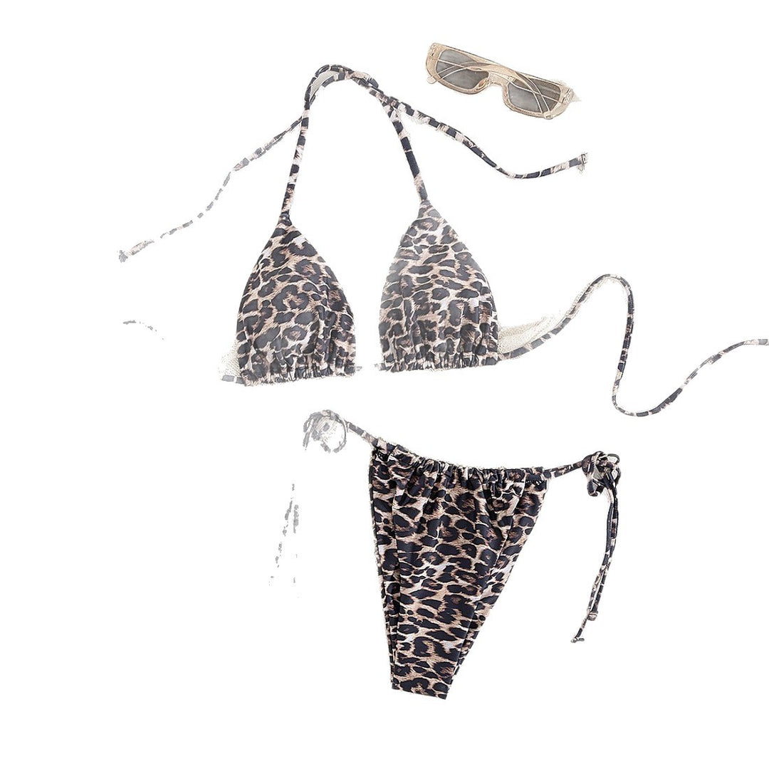 Damen Triangel-Bikini-Set mit Raffungen und Leo-Muster Echo Archiv