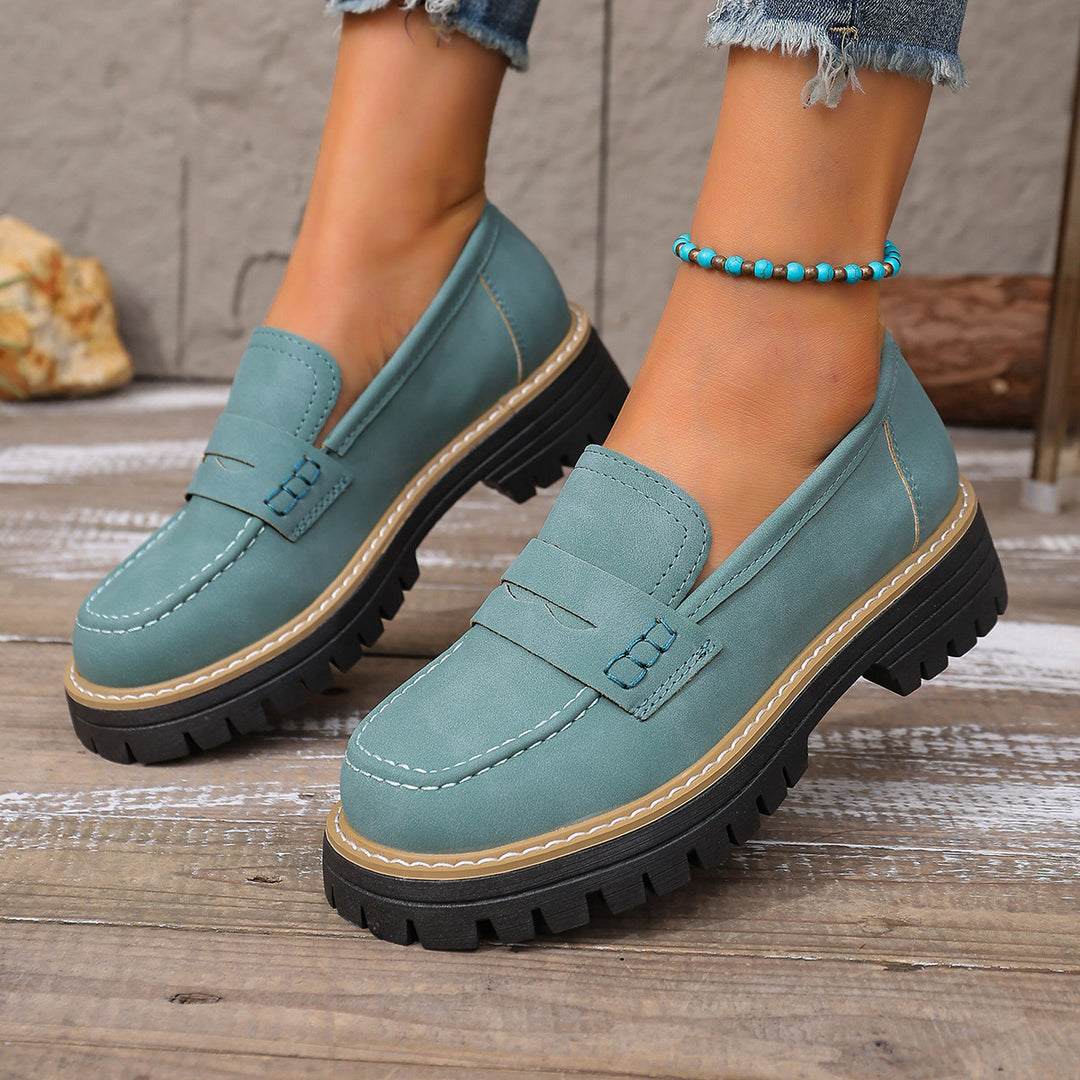 Damen lässiger Chunky-Loafer mit grober Profilsohle gepolstertem Komfortfußbett und dekorativem Steg Echo Archiv