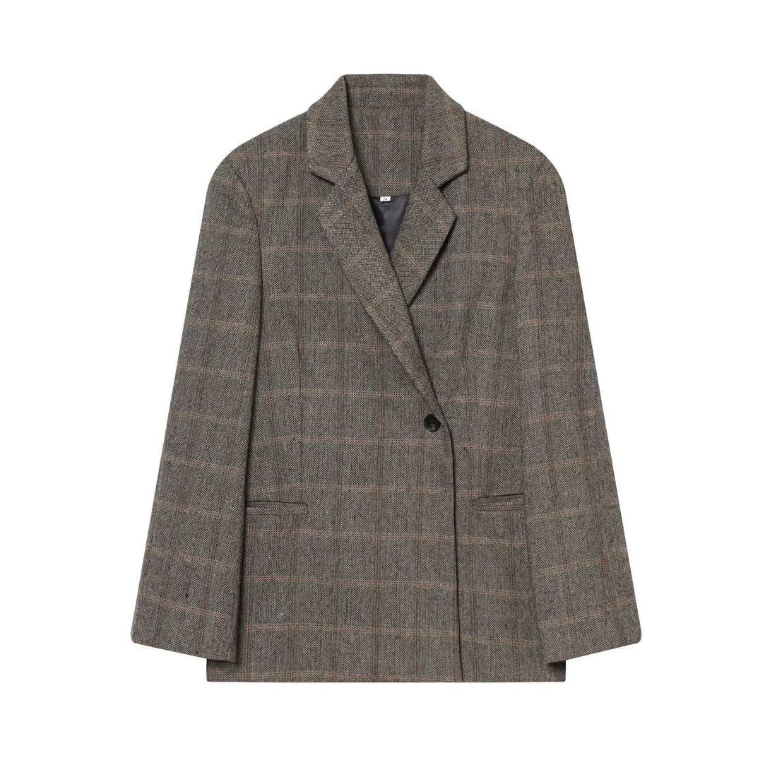 Damen Oversize Wollmix-Blazer mit Glencheck und Ein-Knopf-Verschluss Echoarchiv