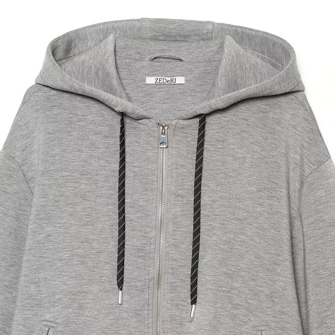 Damen Cropped Kapuzen-Zipjacke mit weitem Oversize-Schnitt Echo Archiv