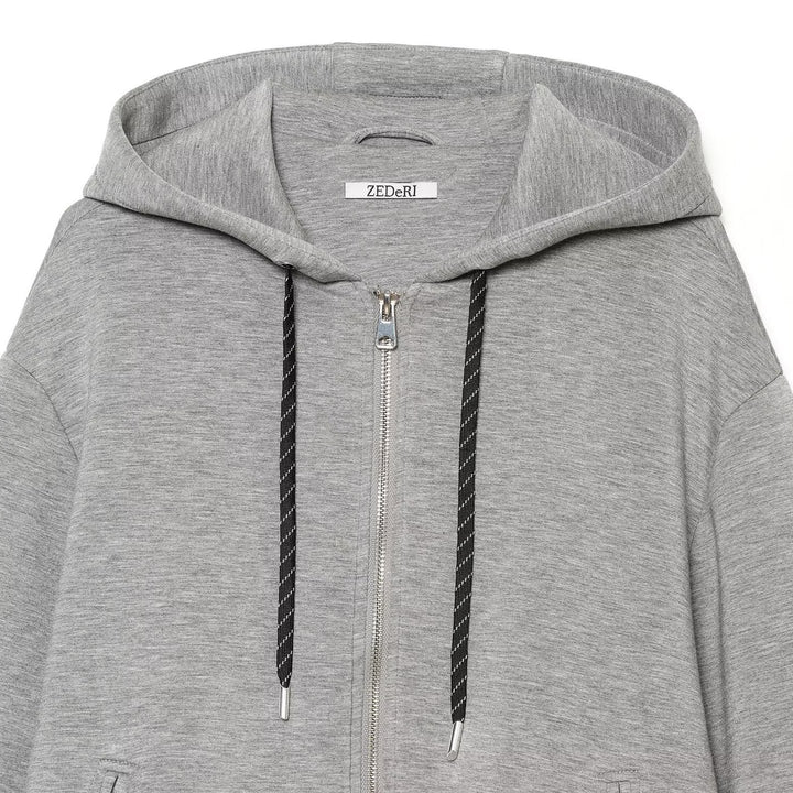 Damen Cropped Kapuzen-Zipjacke mit weitem Oversize-Schnitt Echo Archiv