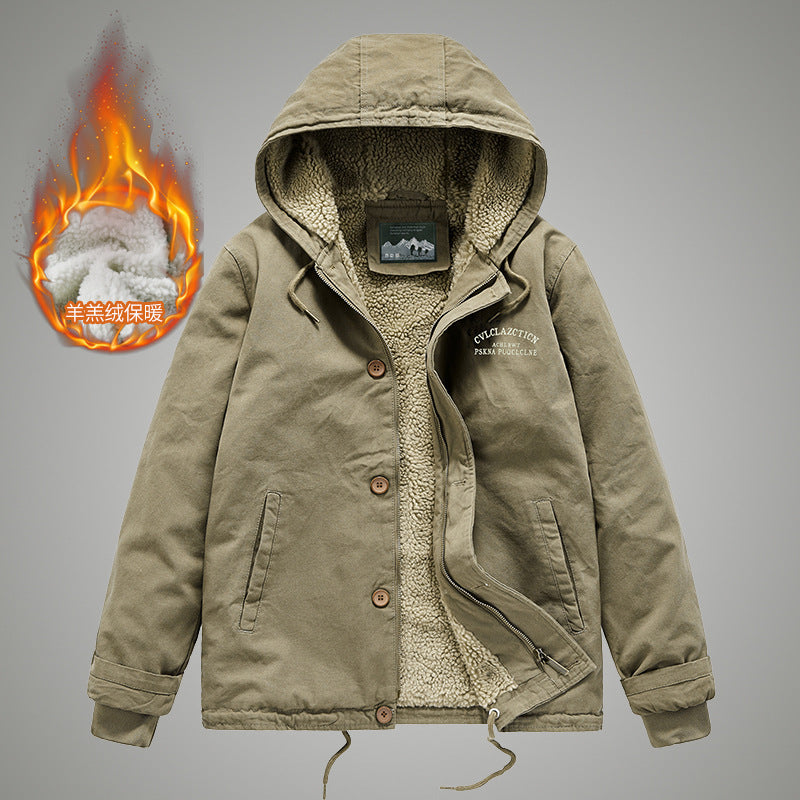 Herren Canvas-Arbeitsjacke mit Sherpa‑Futter, Thermo‑Innenlage und Kordelzugsaum Echoarchiv