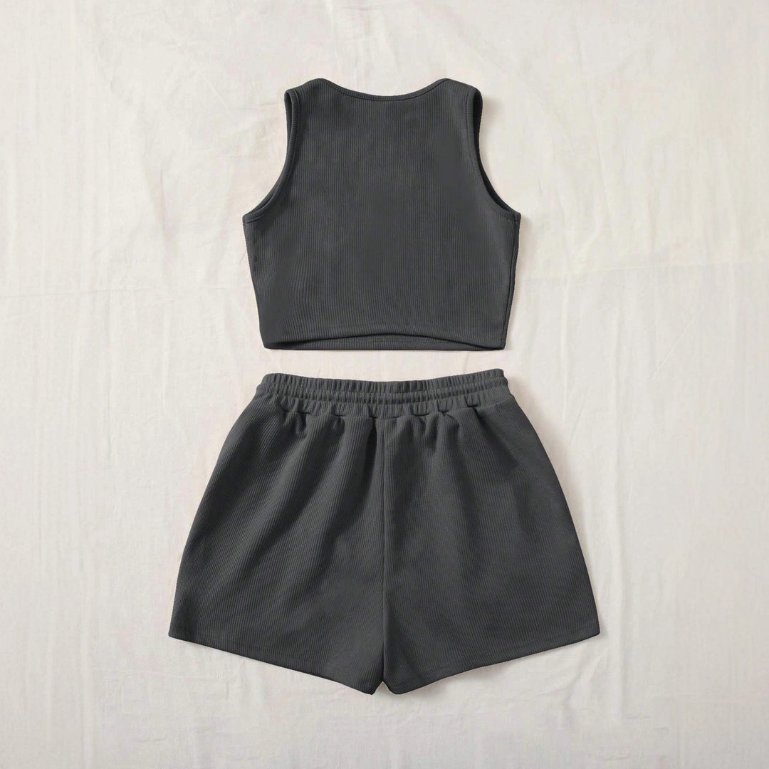 Damen Sportliches Zweiteiler Set mit Top und Shorts Echo Archiv