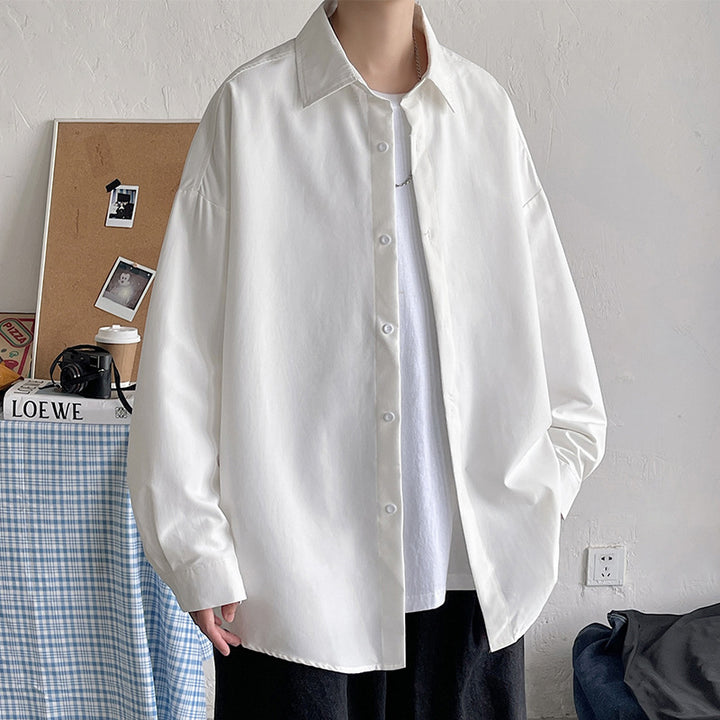 Herren nan leichtes Overshirt-Hemdjacke aus Baumwollmix mit verdeckter Knopfleiste, überschnittener Schulter und abgerundetem Saum Echo Archiv