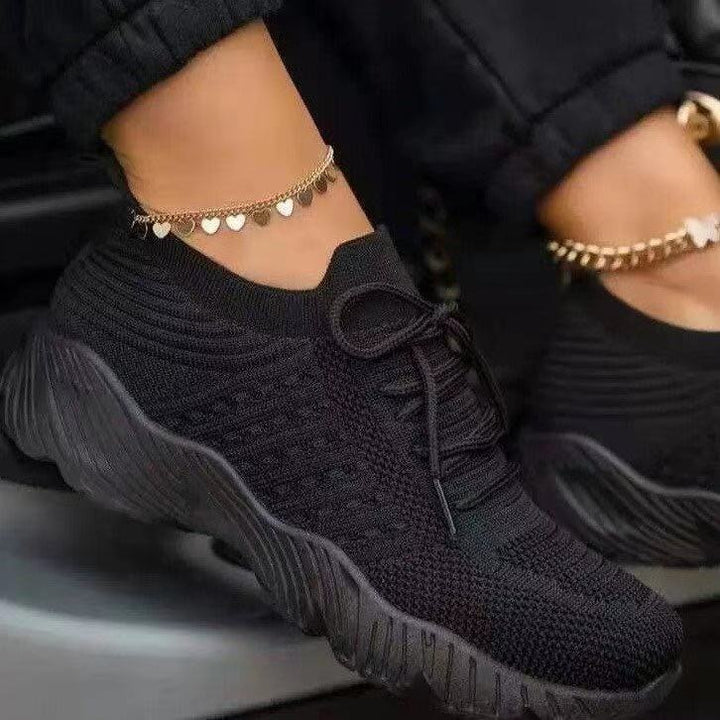 Damen Atmungsaktive Strick-Sneaker mit elastischem Schaft und rutschfester Profilsohle Echoarchiv