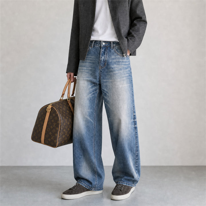 Damen Weite hochgeschnittene Vintage-Jeans mit Used-Effekt Echo Archiv
