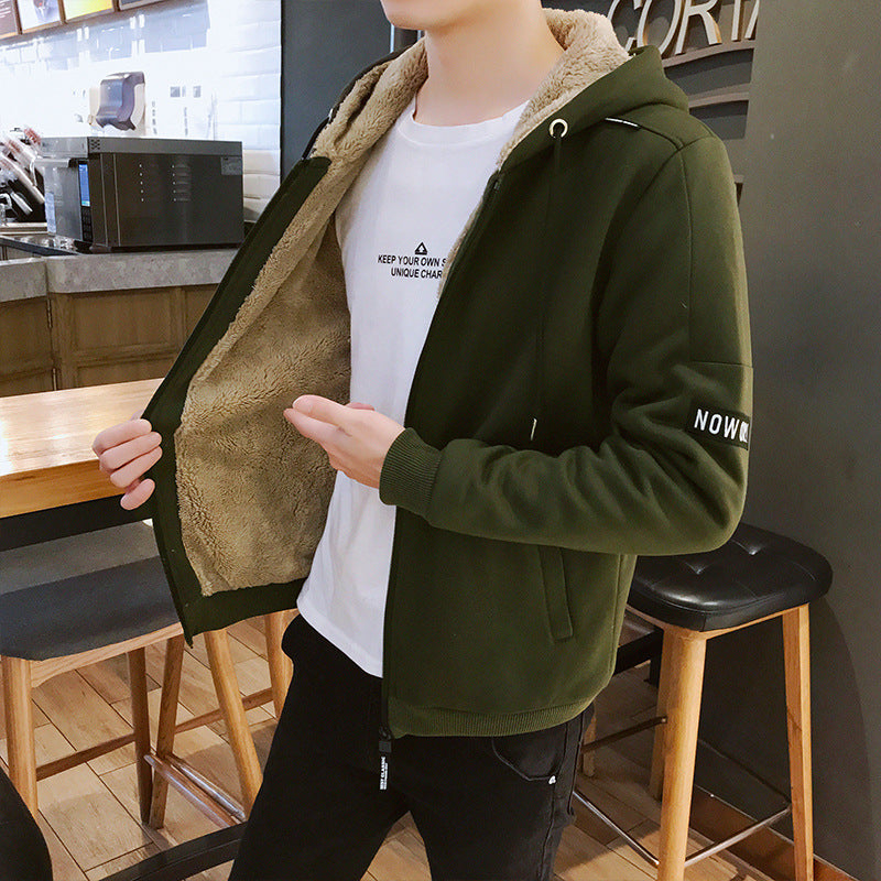 Herren Urbaner Zip‑Hoody mit Teddyfutter, Stehkragen‑Kapuze & gerippten Bündchen Echoarchiv