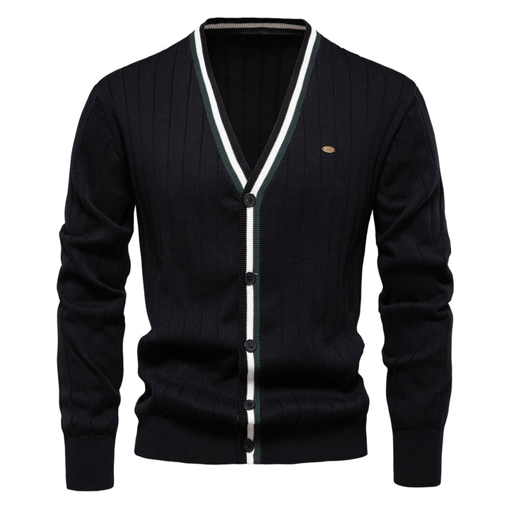 Herren Strickjacke mit elegantem V-Ausschnitt und feiner Rippstruktur Echoarchiv