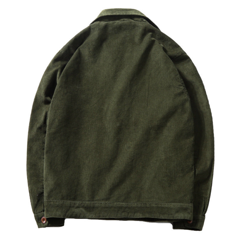 Herren Cord-Truckerjacke mit leichtem Innenfutter, Hemdkragen und aufgesetzter Brustklappe – Taviero