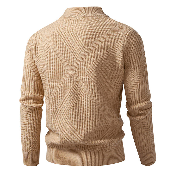 Herren nan Reißverschluss-Cardigan mit geometrischem Fischgrätstrick und Stehkragen Echo Archiv