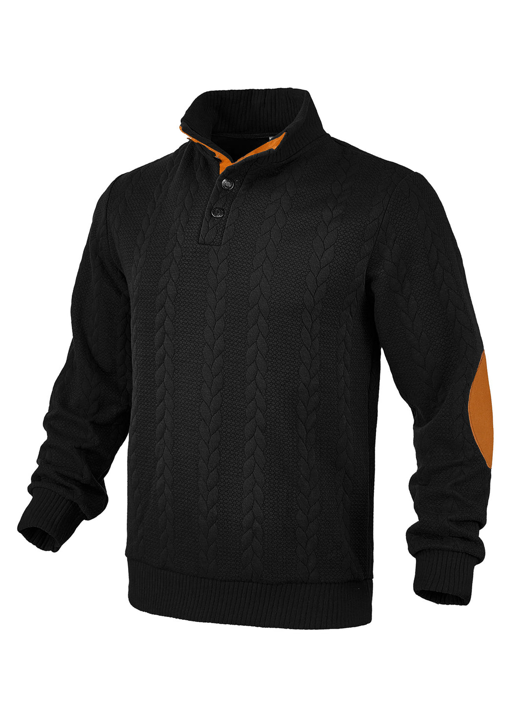 Herren Pullover mit strukturierter Oberfläche und modischen Lederakzenten Echoarchiv
