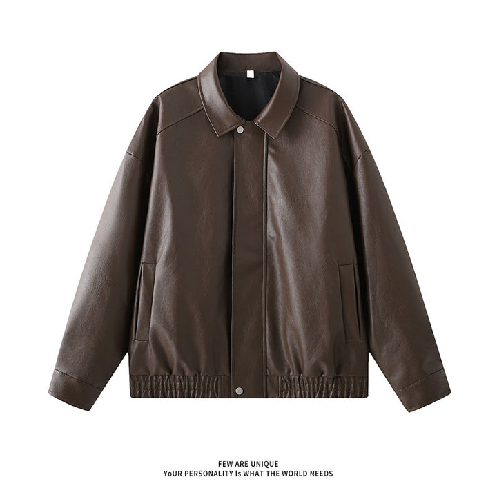 Herren elegante Kunstlederjacke mit elastischem Bund Echoarchiv