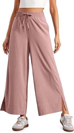 Damen weite Culotte-Hose mit elastischem Bund, Tunnelzug und seitlichen Schlitzen – Avélisse