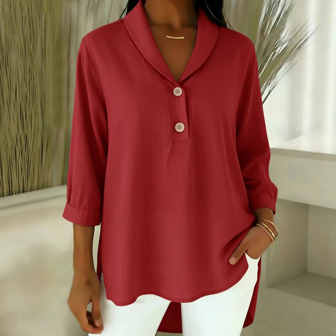 Damen Elegantes Hemd mit modernem Kragen und Knopfdetails Echo Archiv