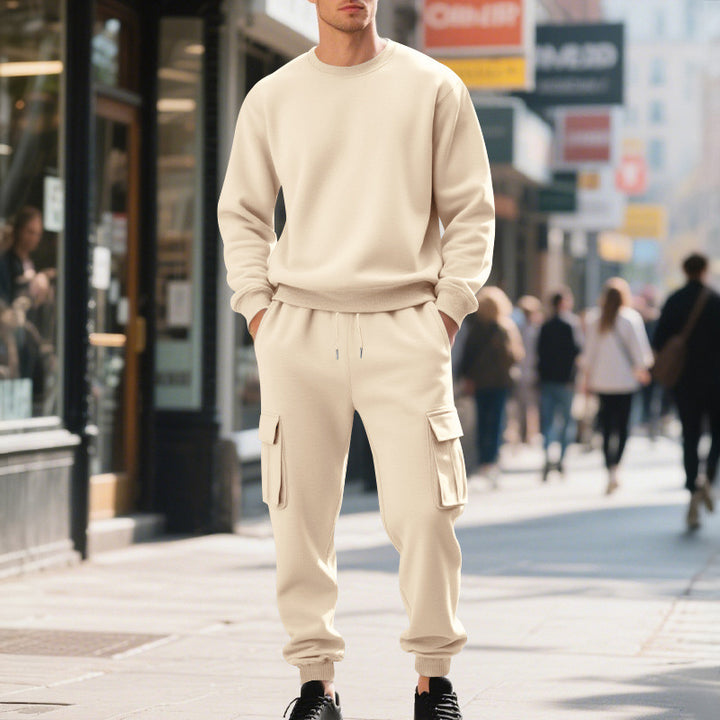 Herren Utility-Cargo-Jogger aus French Terry mit Mehrfachklappen & Tunnelzug – Bravaro