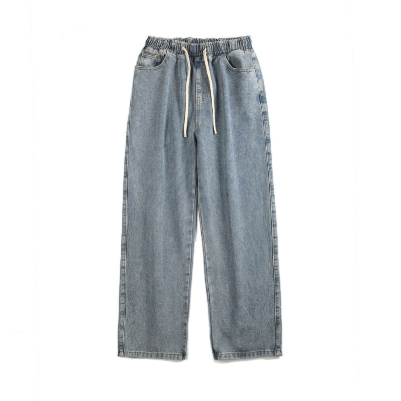 Herren Locker-sitzende Denim-Hose mit elastischem Tunnelzugbund und weitem Bein Echo Archiv