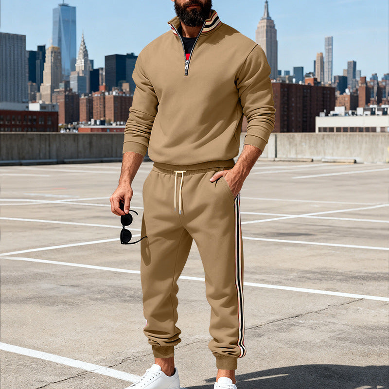 Herren nan stylisches Jogginganzug-Set mit Halbzip, gestreiften Seitenstreifen und konischer Joggerhose Echo Archiv