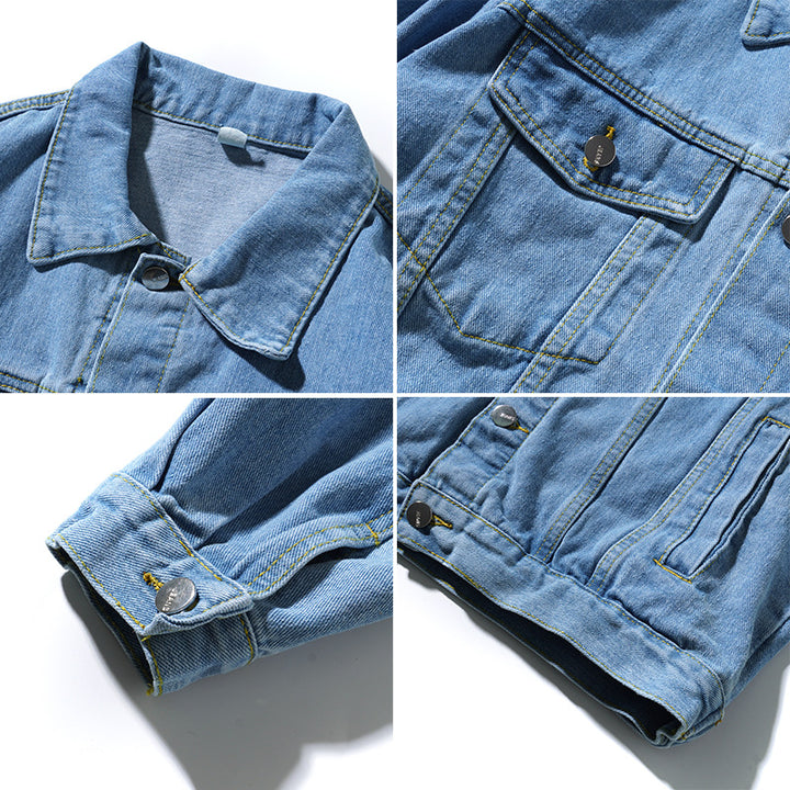 Unisex Oversize-Jeansjacke aus robustem Denim mit Druckknopfleiste Echo Archiv